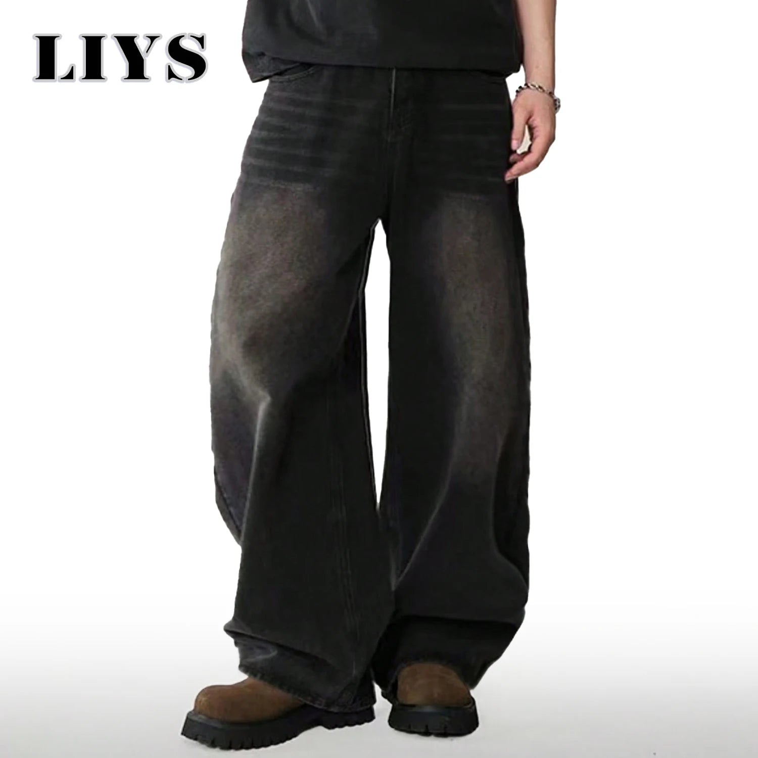 Four Season Men's Jeans Korean Version Student Casual Pants High Street Straight Loose Wide Leg Jeans Black Grey Blue Baggy Jean