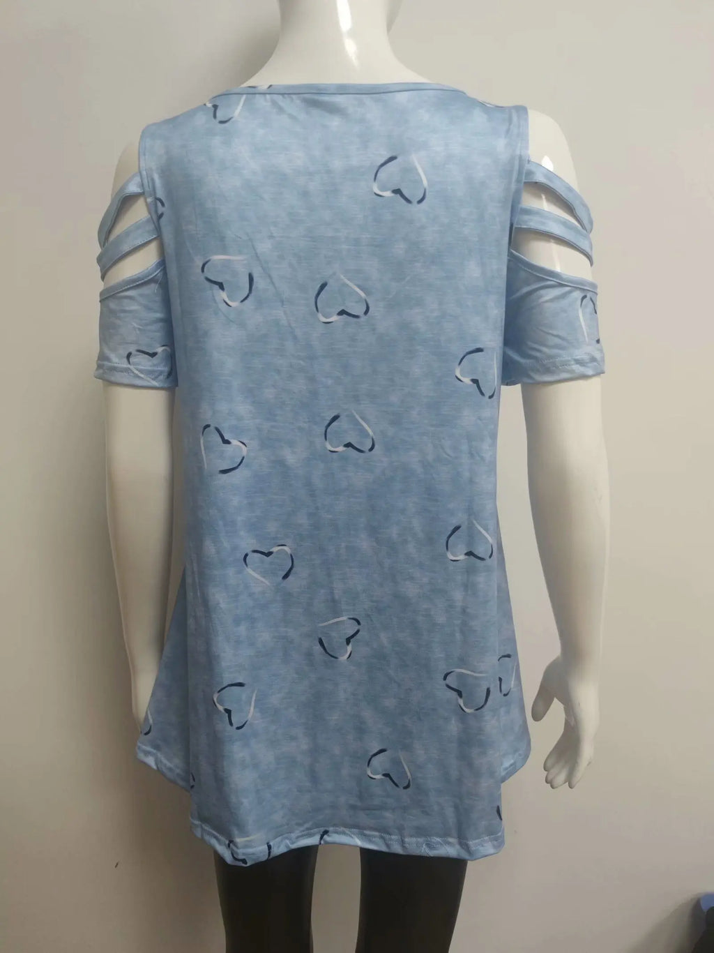 2024 Summer Women's V-Neck Zipper Printed Short Sleeve Tops Loose T-Shirts
