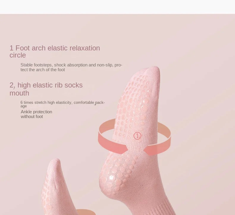 Professional Non-slip Yoga Socks Cotton Mid-tube Bottom Silicone Indoor Fitness Socks gym Floor Socks Dance Pilates Sports Socks