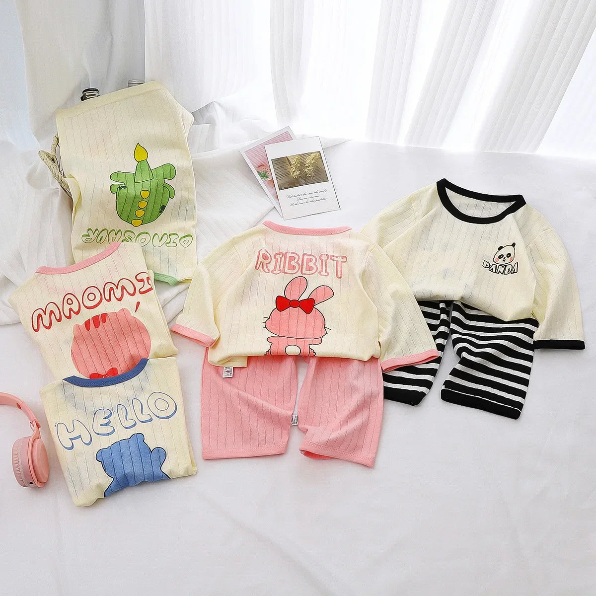 Kids Clothes Children's Set 100 Cotton Summer Pajamas Boys Girls Home Clothes Air Conditioning Clothes Loungewear Outfit