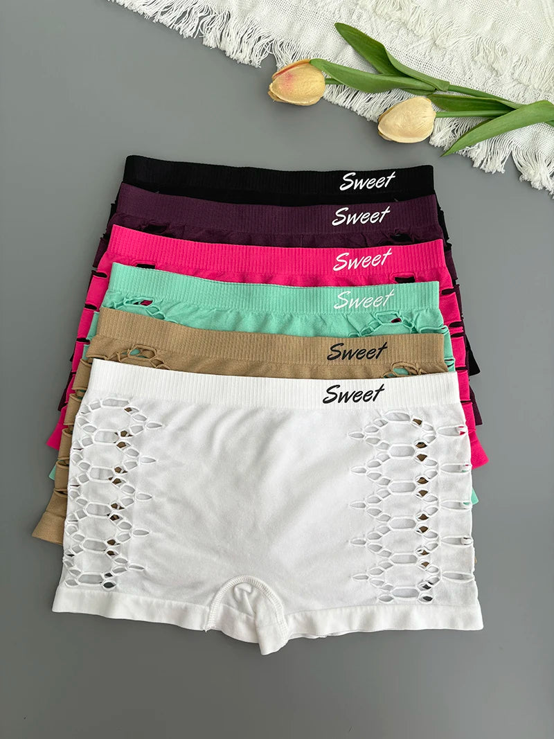 Seamless Sports Underpants Skirt Seamless Knickers Shorts Under The Skirt Sexy Side Mesh Hollow Out Boxer Panties Safety Panty