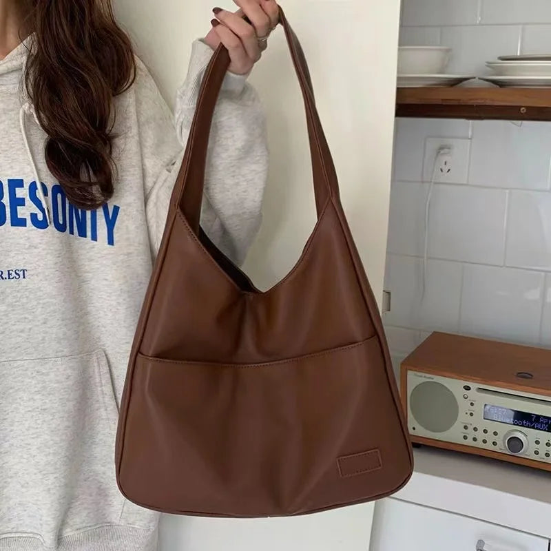 Large Capacity Tote Bag Women's New Trendy Shoulder Bag Simple and Versatile Commuter Bag Fashion Trendy Student Classroom Bag