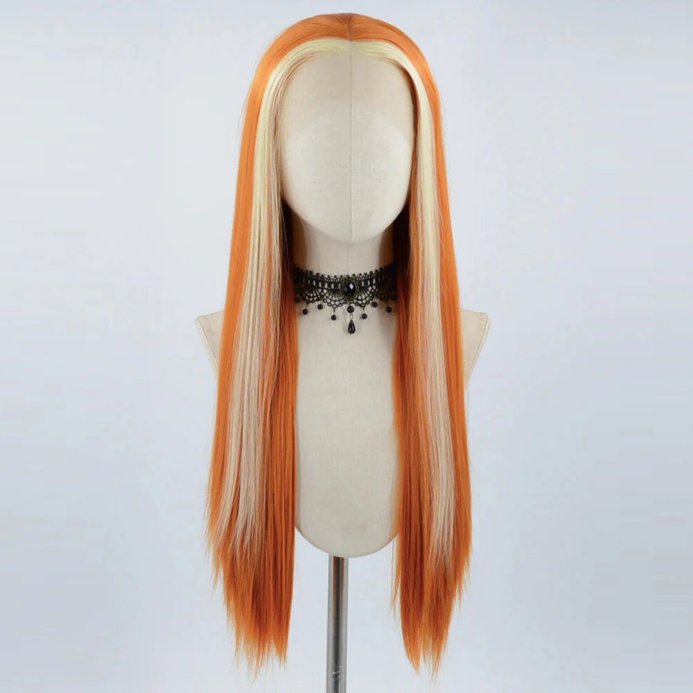 Charisma Synthetic Lace Front Wig Long Silky Straight Hair Heat Resistant Hair Synthetic Wigs For Women Ginger Blonde Wig