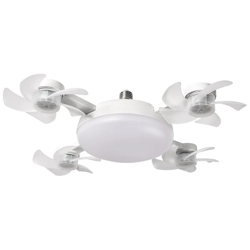 Drone Design Silent Ceiling Fan Light E27 Base Remote Controlled Dimmable 3 Color LED Ceiling Fanlight for Living Room Bedroom