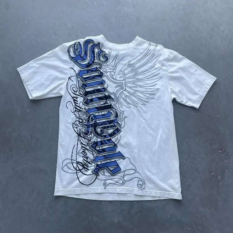 Hip Hop T-Shirt Streetwear Women Vintage Graphic American Style Fashion Baggy Pure Tops Leisure Couple Short Sleeves Clothing