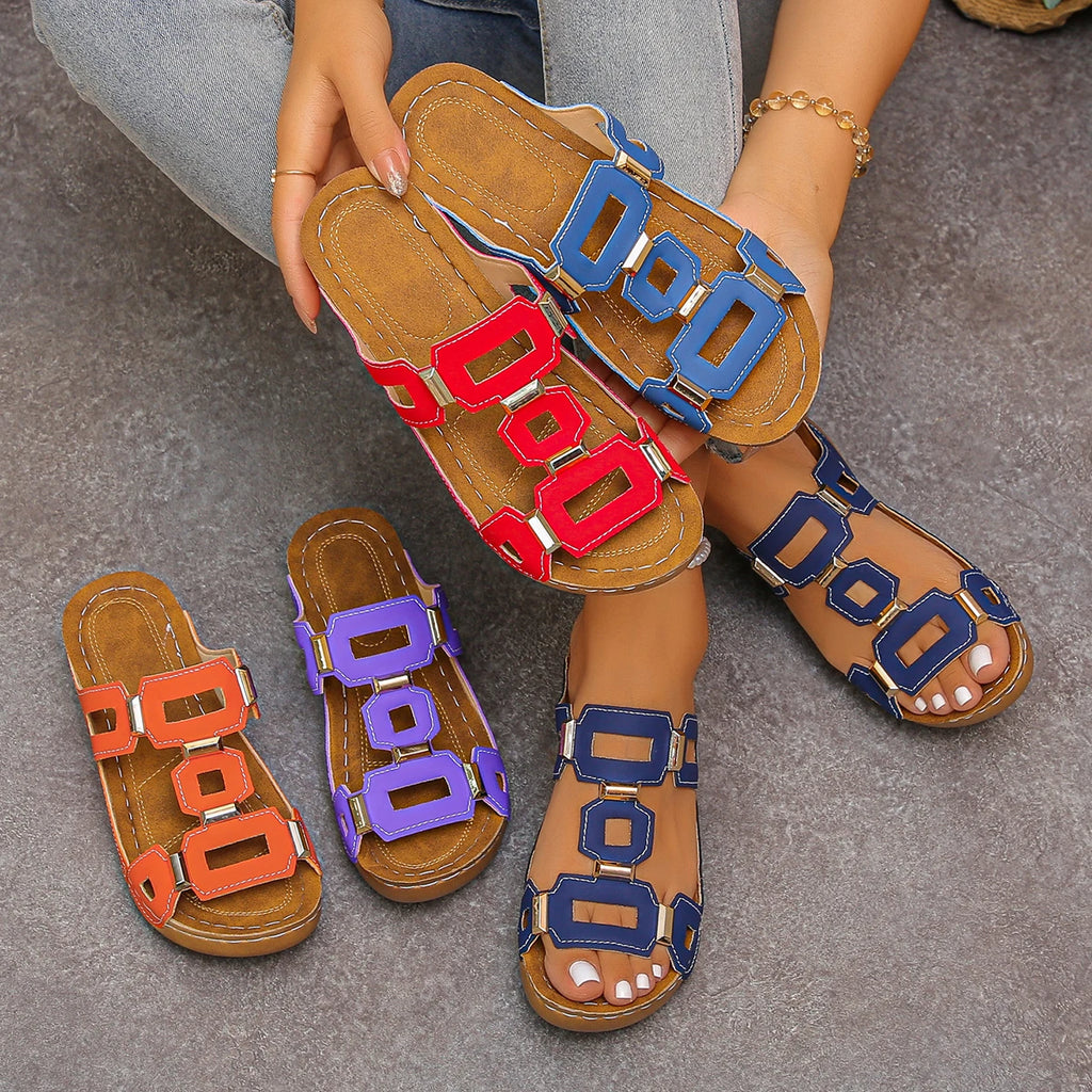 Large Size Roman Style Women's Sandals Open Toe Beach Slippers Summer Wedges Comfortable Outdoor Slip-On Shoes for Women