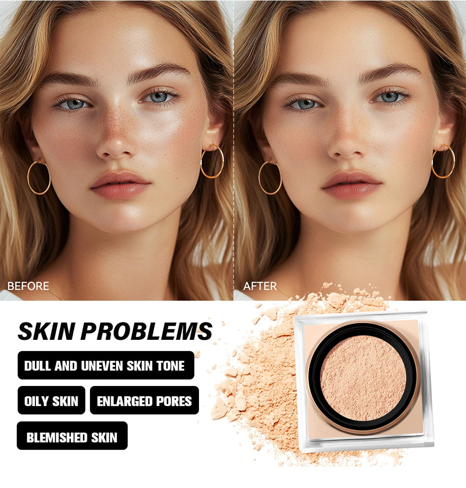 Loose Baking Setting Powder Long Lasting Oil Control Natural Face Matte Waterproof Brightening Loose Powder Makeup Cosmetics