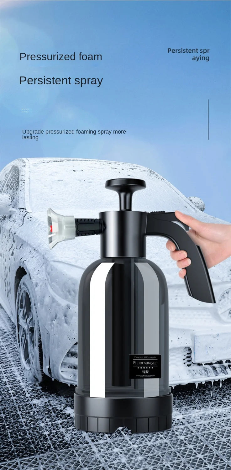 2L Hand Pump Foam Sprayer with 2 Types of Nozzle Hand Pneumatic Foam Cannon Snow Foam Car Wash Spray Bottle Car Window Cleaning