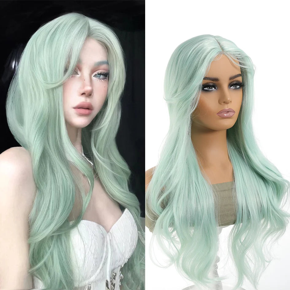Synthetic wig linen long straight hair with bangs long curly hair ponytail extensions dirty braids Halloween Christmas gifts