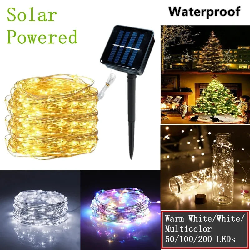 LED Solar Light Outdoor Garden Fairy String Light Led Twinkle Waterproof Lamp for Christmas Patio Tree Party 7m/12m/23m/33m