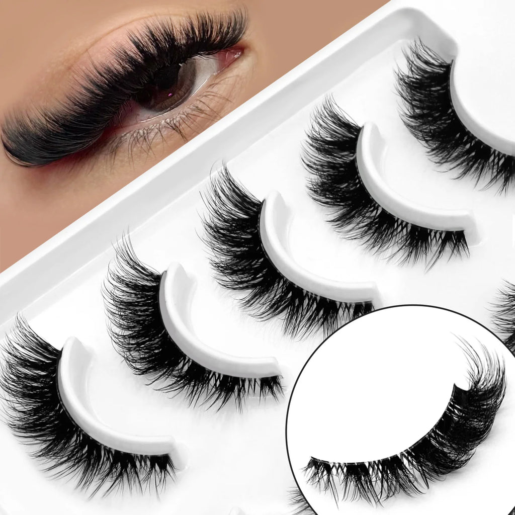 Veltrinay Cat Eye Lashes Soft Natural Faux Mink Eyelashes Fake Lashes Natural Look Wispy Winged End Eye Elongated Makeup