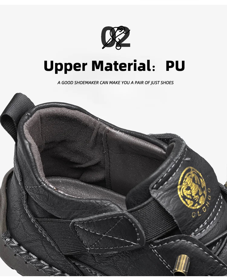 CLOHOO Handmade Men's High-Top Sport Casual Boots Breathable Outdoor Wear with Extended Size Options Classic Ankle Boots