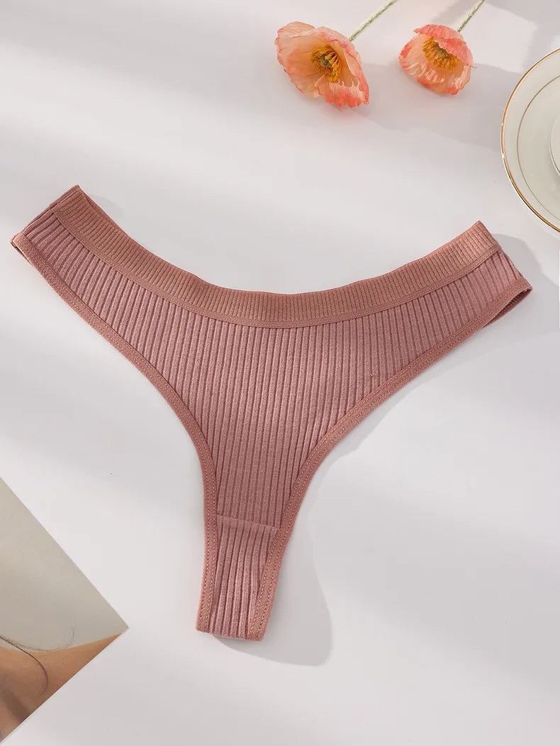 7Pcs Women Cotton Thongs Panties Striped Underwear Sexy Underpants Black Panty Soft G-Strings Plus Size Tanga Female Lingerie