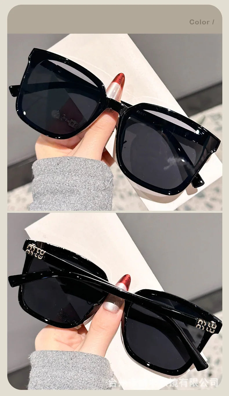 New style temple letter large frame square thin frame high-end sunglasses for women DS-8162