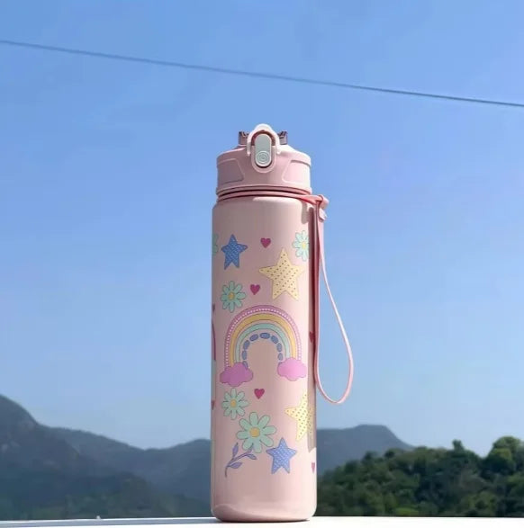 750ml Dinosaur Water Bottle For Kids Water Sippy Cup With Silicone Straw Leakproof Plastic Water Bottles Summer Kids Water Cup