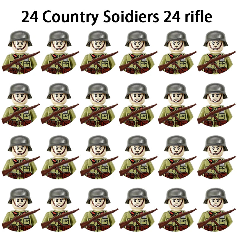 WWII Infantry Military Soldier War National Army Mini Gun Weapon Models Building Blocks Building Blocks Toys for Kids