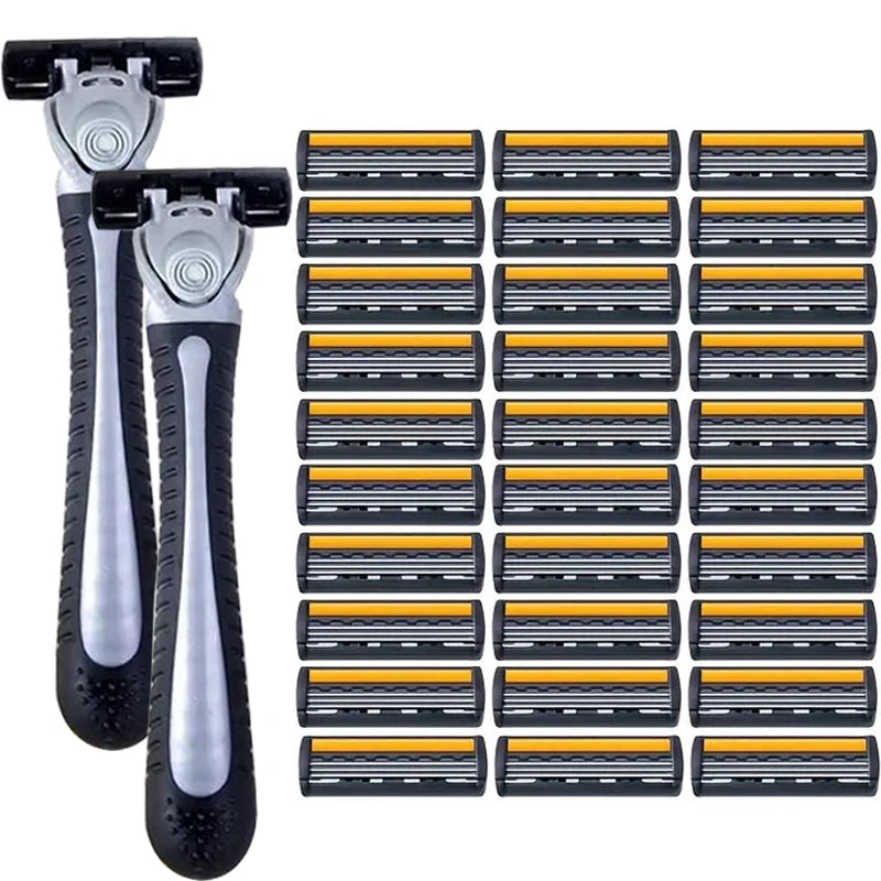 Metal Handle Manual Profession Face Care Beard 3-Layers Blade Safety Raze And Shaving Razor Stand Shaver Base For Man