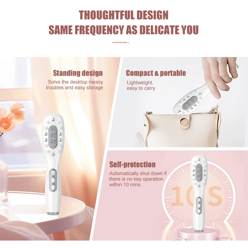 Electric Hair Growth Comb Oil Applicator Red Blue LED Vibration Head Massage Brush Comb EMS Stimulates Scalp Anti-Hair Loss