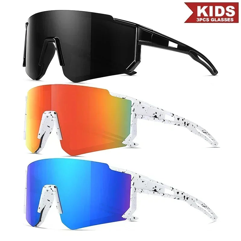 1PCS/3PCS Youth Baseball Sunglasses for Kids - UV400 Protection Lenses for Softball, Cycling & Sports (Boys & Girls)