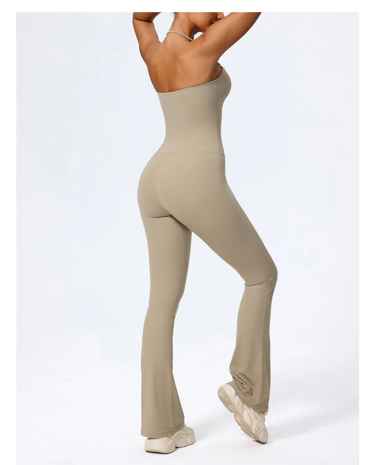New Summer Women Sleeveless Yoga Jumpsuit Female Gym Flared Overalls Neck-hanging Backless Sportswear Sport Outfit For Woman