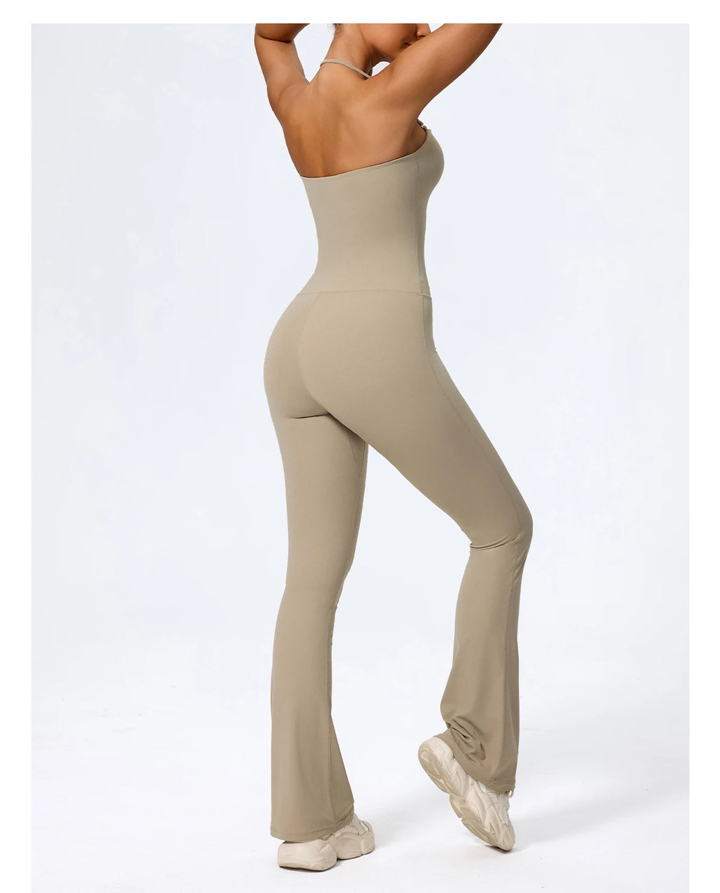 New Summer Women Sleeveless Yoga Jumpsuit Female Gym Flared Overalls Neck-hanging Backless Sportswear Sport Outfit For Woman