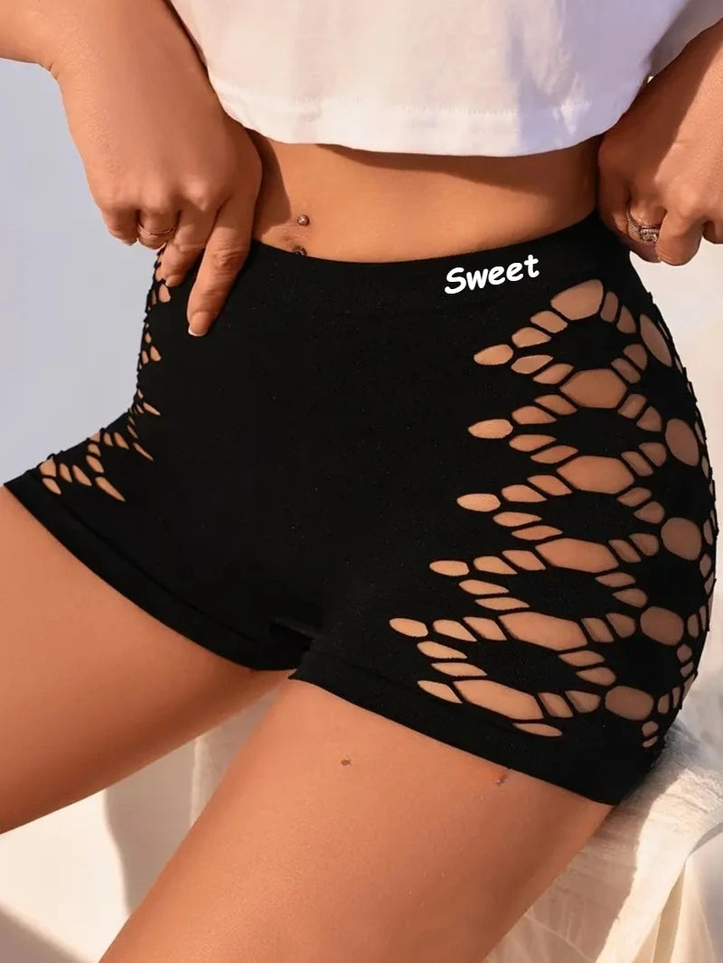 Seamless Sports Underpants Skirt Seamless Knickers Shorts Under The Skirt Sexy Side Mesh Hollow Out Boxer Panties Safety Panty