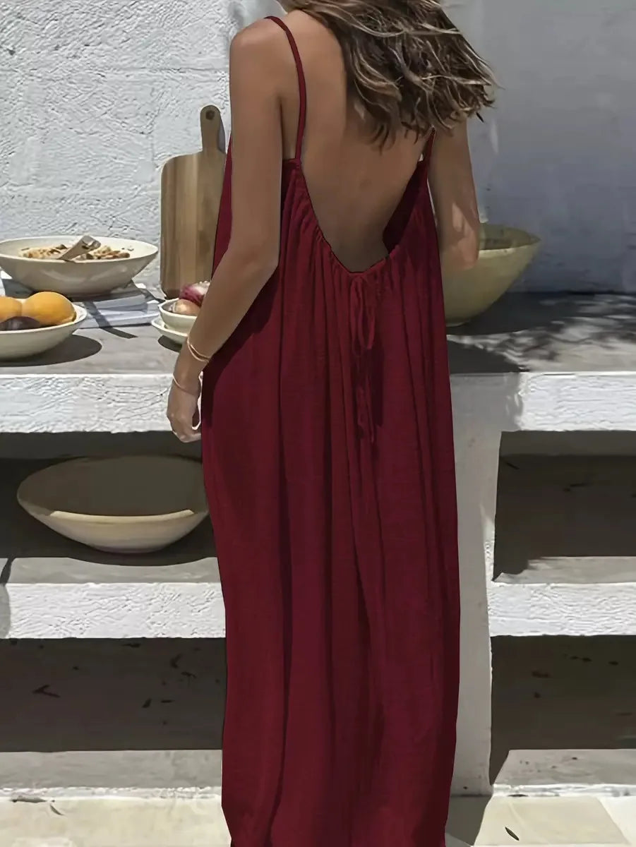 Ladies Loose H-Line Long Gown Comfortable Polyester Home Clothing with New Sleeveless Strap Design Casual Nightwear