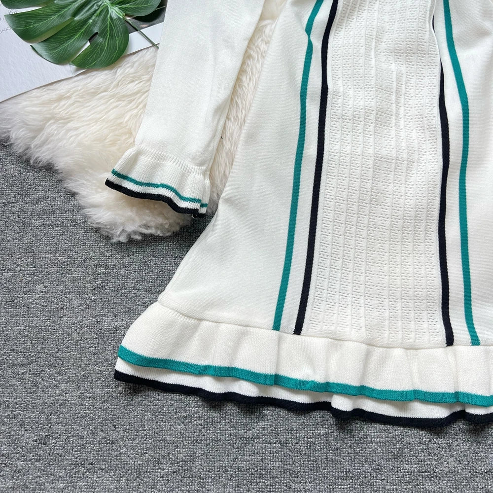 YuooMuoo Brand Fashion Women Knitted Mini Dress Ins Hot Sexy Package Hips Ruffled Party Dress Streetwear Lady Outfits Vestidos
