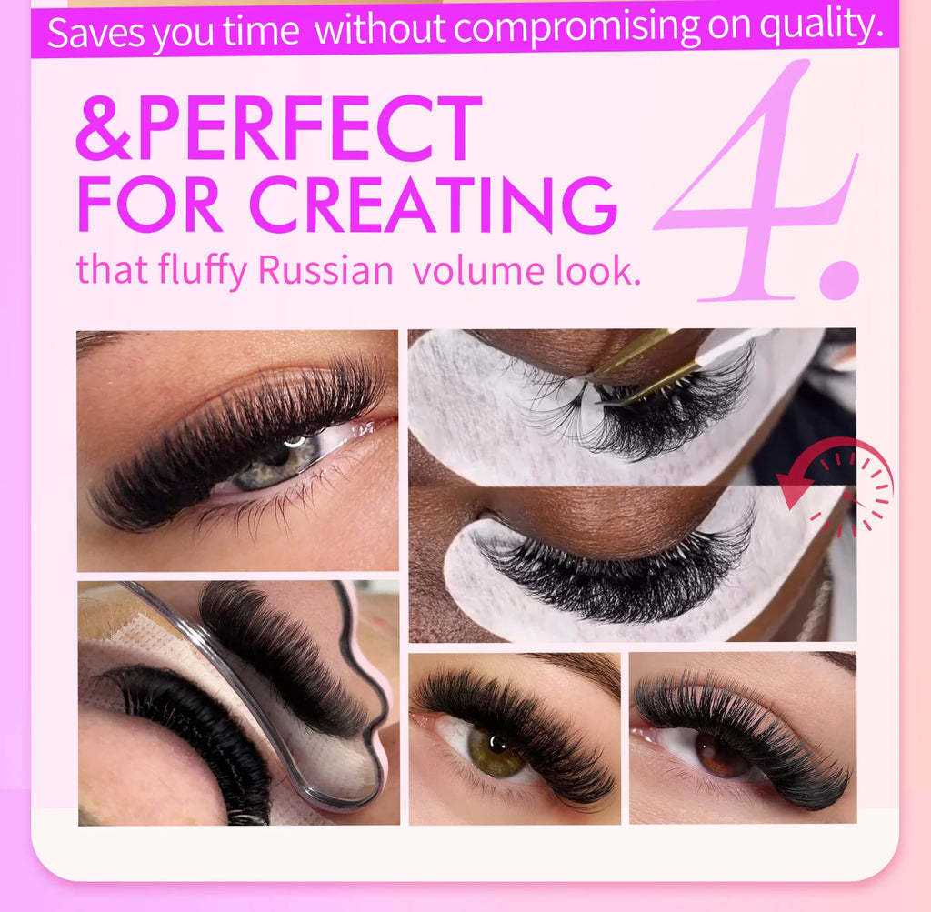 ABONNIE Loose 8D-20D Pointy Base Short Stem Premade Russian Volume Fans Faux Mink Premade Eyelash Extensions Makeup Cilios