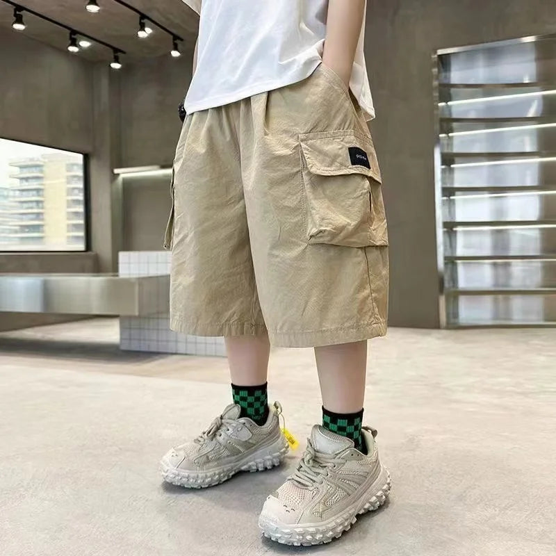 3-14 Years New Fashion Summer Boys Shorts Cotton Big Pocket Half Trousers For Kids Children Outdoor Sport Pants