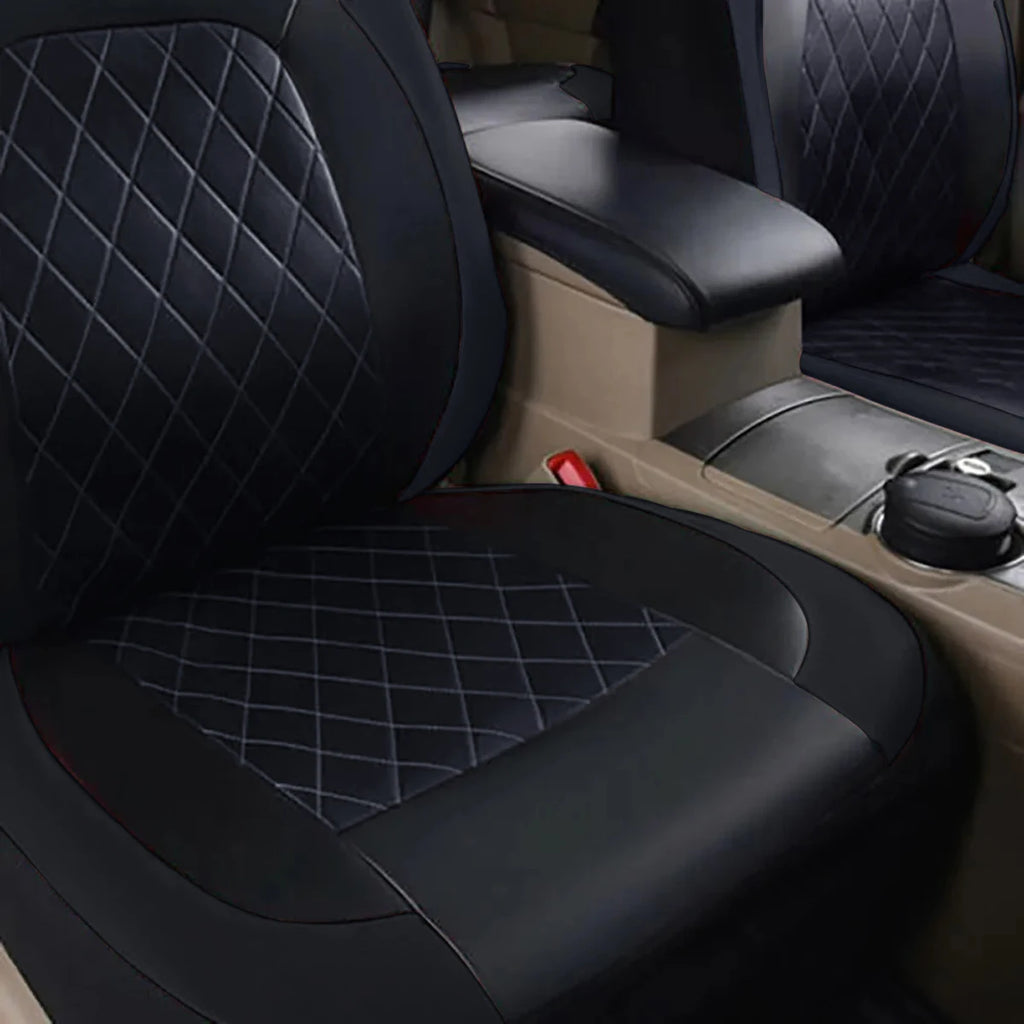 Universal Internal Seat Covers 4PCS All-Season Quilted Faux Leather Car Seat Cover