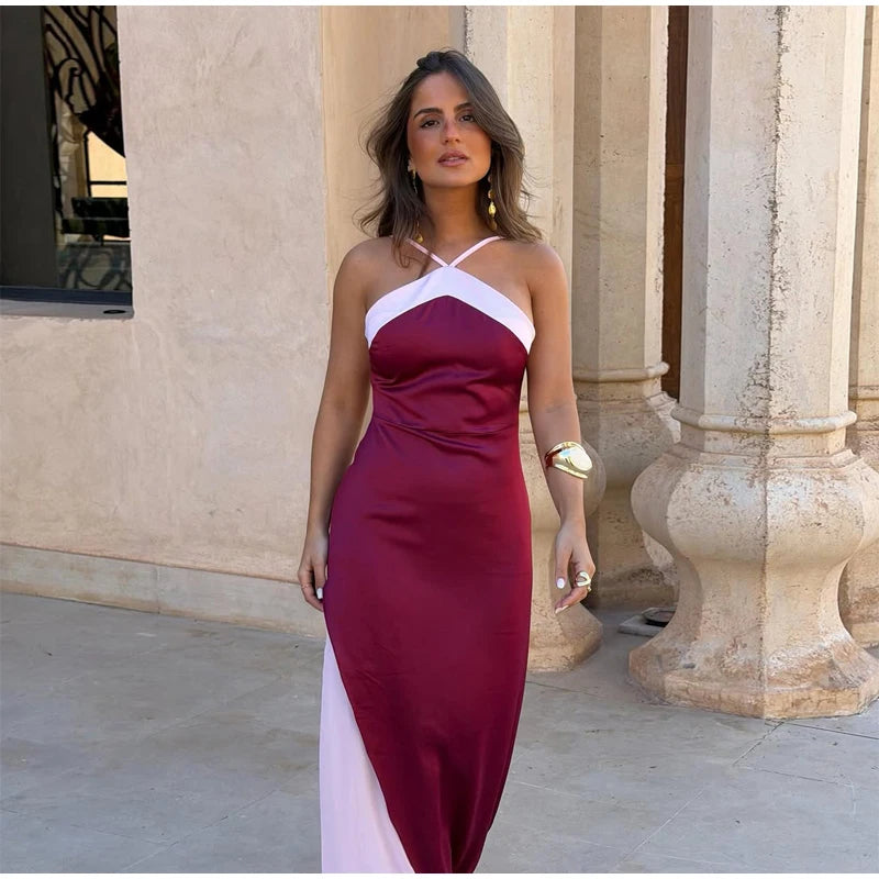 Solid Color Strapless Ribbon Women Summer Dress Sexy Sleeveless Backless High Waist Slim Maxi Vestidos 2026 Lady Vacation Outfit