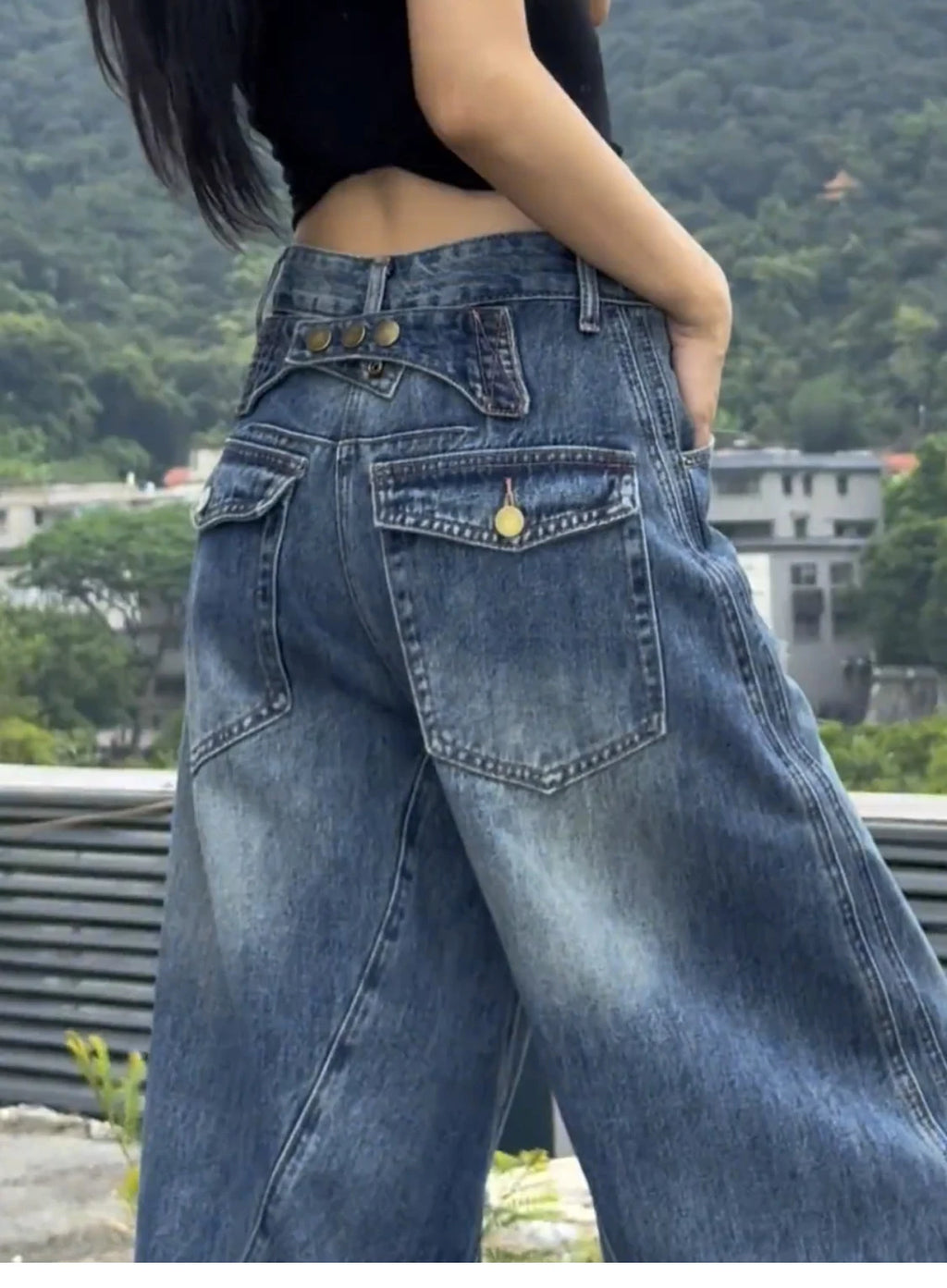 High Waist Wide Leg Jeans Women's Thin Denim Pants Loose Fit Straight Full Length Jeans plus Size Casual Sle