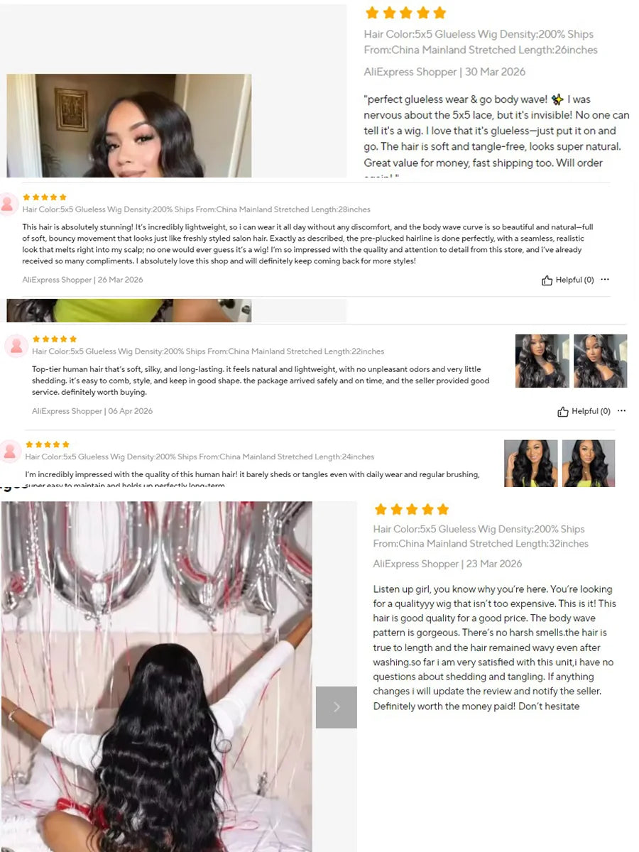 40 Inch Wear And Go Glueless Wigs Human Hair Pre Plucked Pre Cut 5x5 HD Lace Front Wigs 250% Density Body Wave No Glue For Women