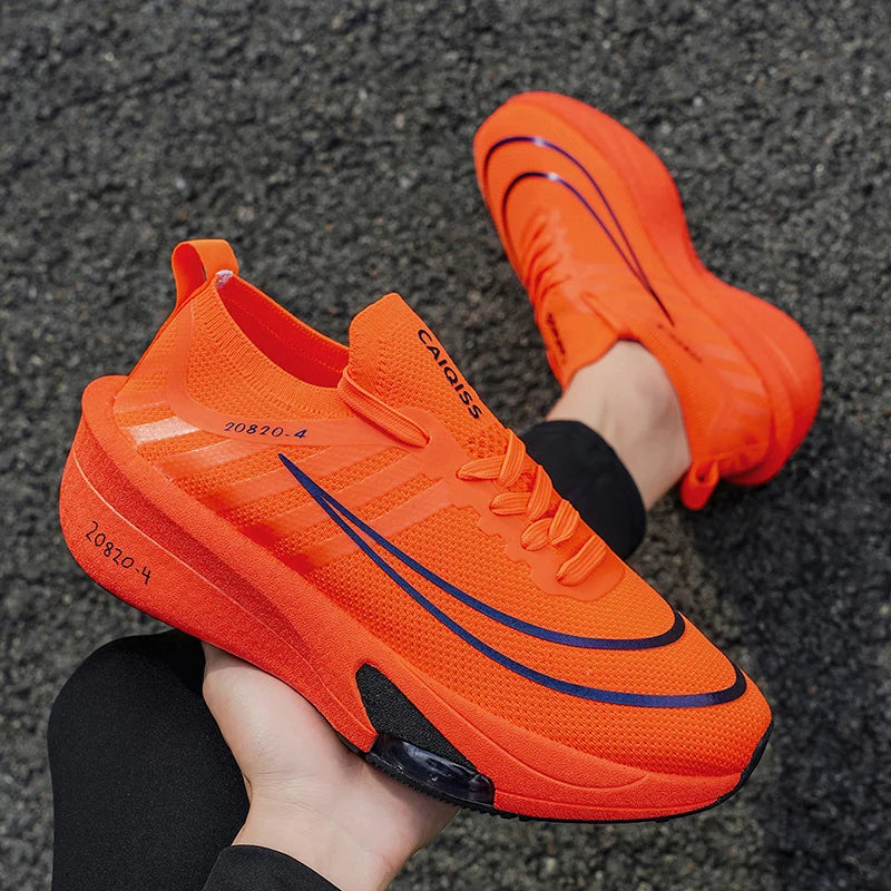 Men's Lightweight Running Shoes - Breathable Low-Top Sneakers with Cushioned Soles, Arch Support, and Anti-Slip Texture - Knit Fabric and Mesh Design, Suitable for Marathon, Gym, Jogging, and Gymnastics - Gradient Color - Sne