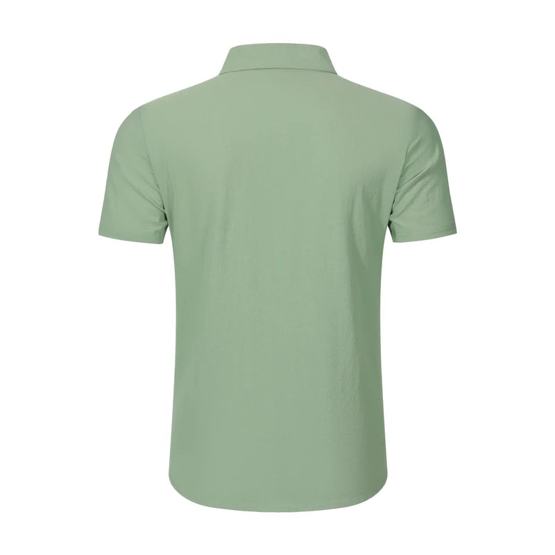 Men's Linen Casual Short Sleeve Shirt Lapel Collar Button Lightweight Breathable Summer Daily Beach Vacation Work Shirt for Men