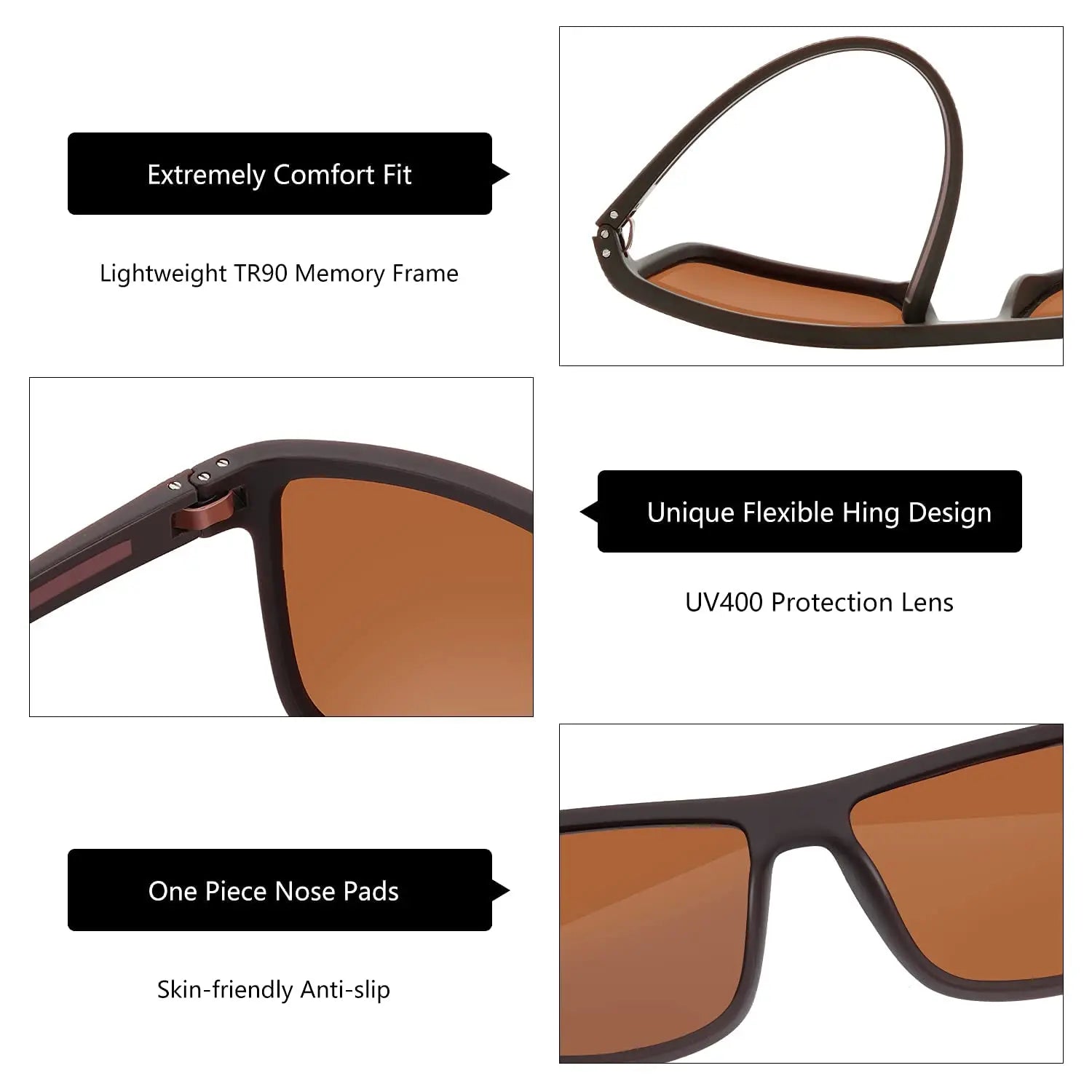 ZENOTTIC Fashion Polarized Sunglasses Shade for Women Men Lightweight TR90 Frame UV400 Protection Square Sun Glasses