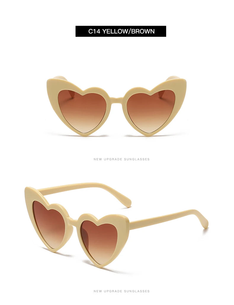 Heart Shaped Sunglasses Women Cat Eye Female Sun Glasses Luxury Brand Retro Love Black Red Eyewear Men Oversize Shade