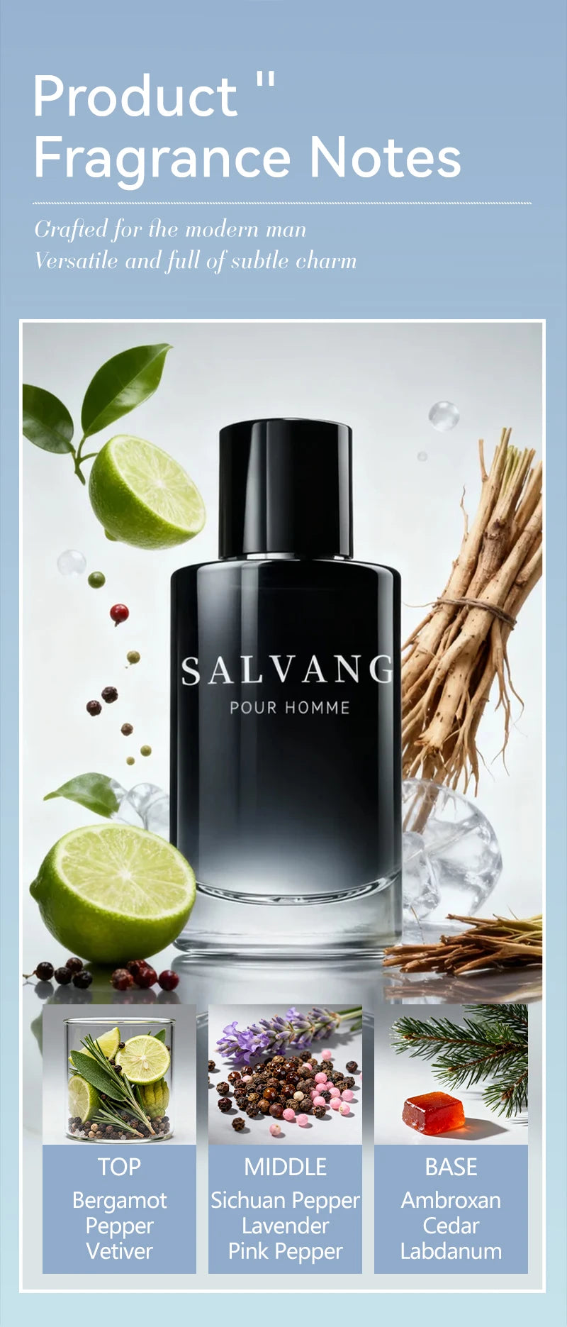 3.4 Oz Men's Eau De Toilette Spray, Long-Lasting Perfume, Calabria, Lemon, Pepper And Vetiver, Very Suitable For Dating