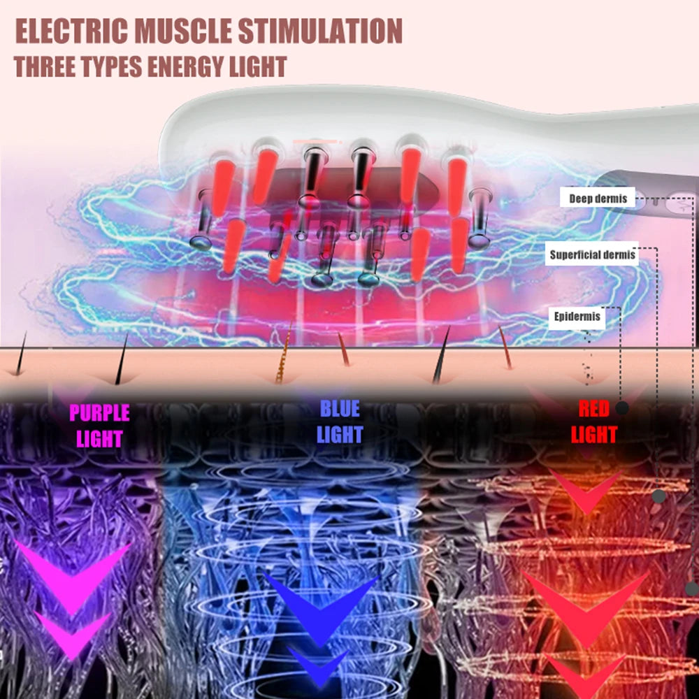 Electric Hair Growth Comb Oil Applicator Red Blue LED Vibration Head Massage Brush Comb EMS Stimulates Scalp Anti-Hair Loss
