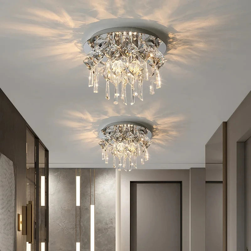 Modern Minimalist LED K9 Crystal Chandelier Ceiling Pendant Suspend Lights Home Decoration Lamp Dining Room Living Villa Bedroom