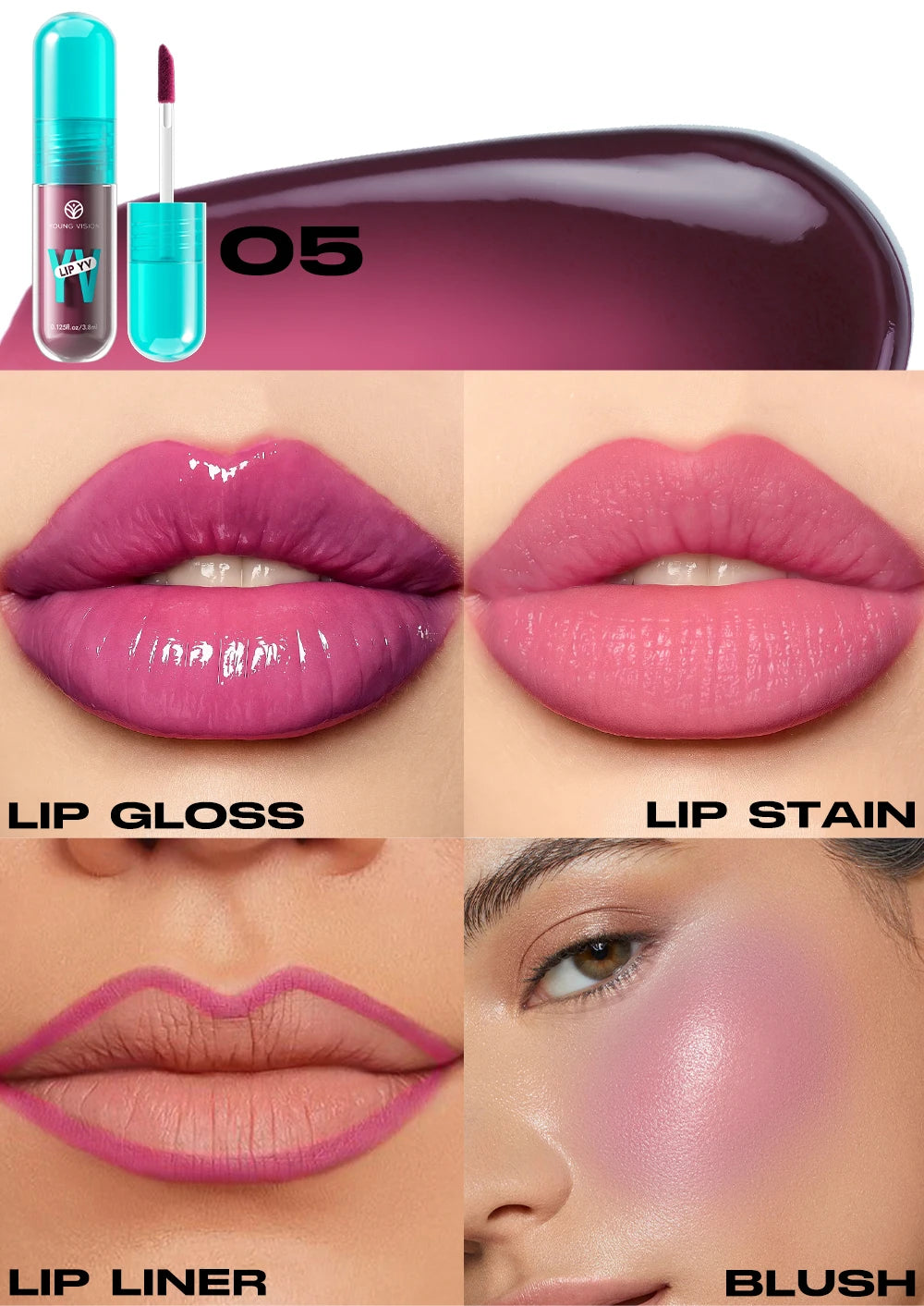 YOUNG VISION 6-Shade Avocado Long-Lasting Moisturizing Lip Stain is lightweight, non-sticky, non-stick cup lip stain