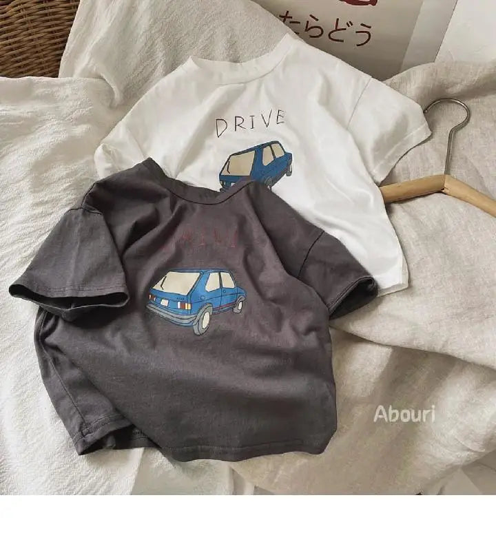 Solid Color Prnted Short Sleeve Tees Summer Clothing Boys Loose Casual O-neck T-shirts Children's Clothes Baby Boy T Shirts Tops