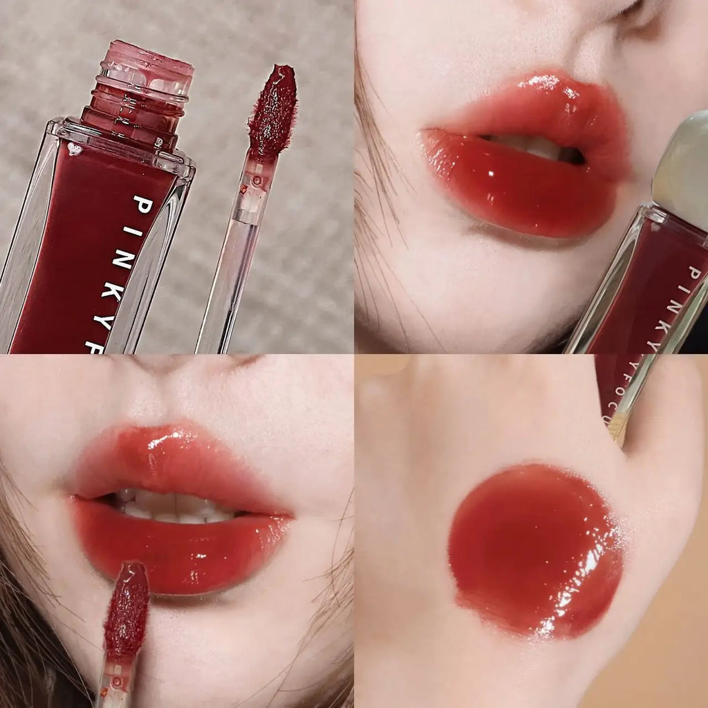 Pinkyfocus Mirror Lip Glaze - Moisturizing, Long-Lasting, Non-Stick Cup, Brightens Skin Tone, Waterproof Lip Gloss Creates Hydrated and Plump Lips, Suitable for All Skin Tones, Holiday Gift