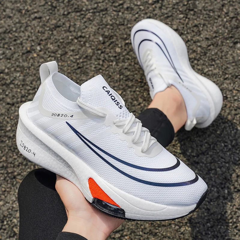 Men's Lightweight Running Shoes - Breathable Low-Top Sneakers with Cushioned Soles, Arch Support, and Anti-Slip Texture - Knit Fabric and Mesh Design, Suitable for Marathon, Gym, Jogging, and Gymnastics - Gradient Color - Sne