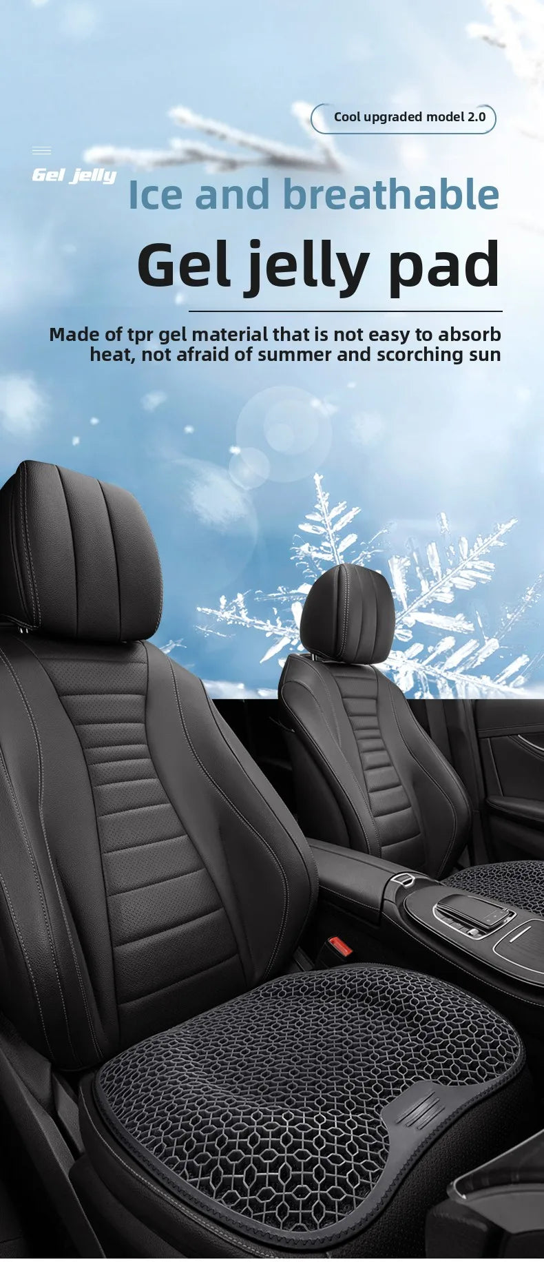Honeycomb Design Gel Cushion Breathable, Soft and Easy to Clean Provides Comfortable Support Elastic Gel Car Seat Cushion