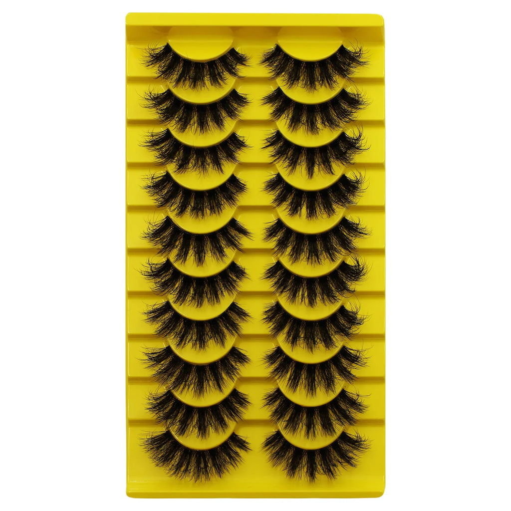 10 Pairs False Fluffy Russian Strip Lashes 3D Fake Lashes Makeup Messy False Eyelashes Fluffy Thick Lashes
