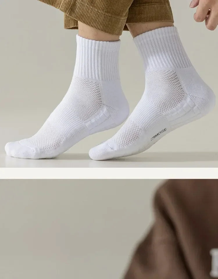 10pairs HLHYX Socks Men's Cotton Deodorant Winter Towel Bottom with Mid-tube White Stockings Thickened Sports Basketball Socks