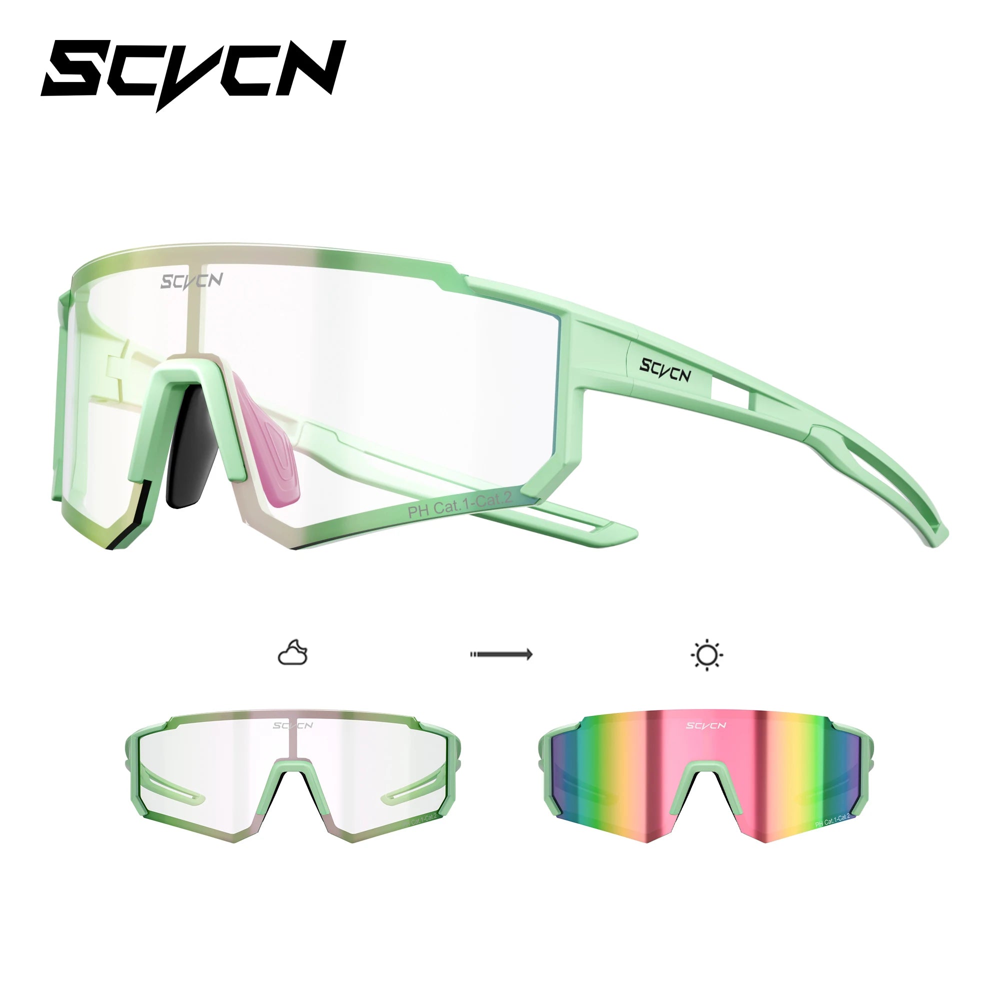 SCVCN Photochromic Hiking Eyewear Cycling Glasses Sports Sunglasses for Women Outdoor Road  MTB Bike Glasses UV400 Men Windproof