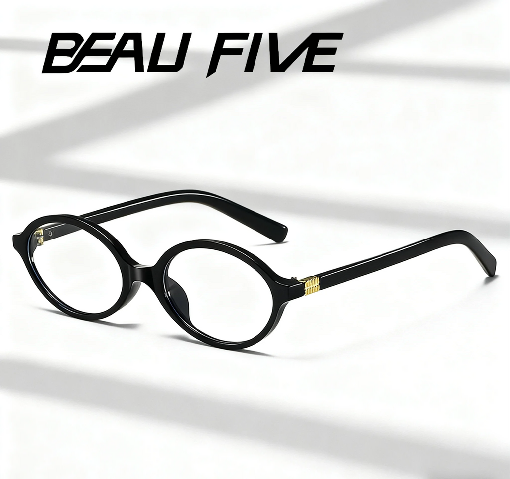 2025 BEAU FIVE New Women's Retro High-End Oval Frame Photochromic Glasses - Slimming and Suitable for Natural Looks F102